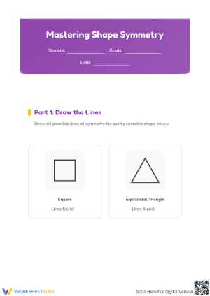 Grade 4 Symmetry — Printable No-Prep Worksheet