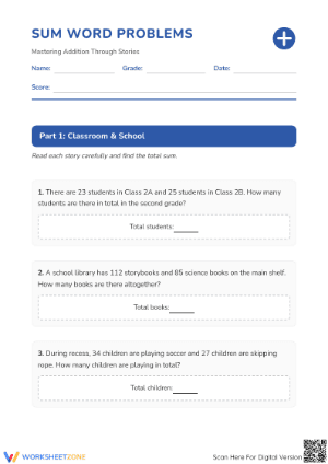 Grade 2 Addition Word Problems — Printable No-Prep Worksheet