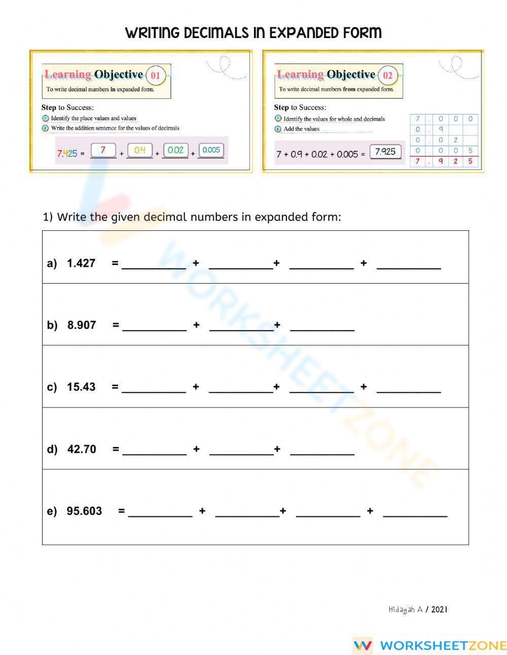 Decimals - Page 1