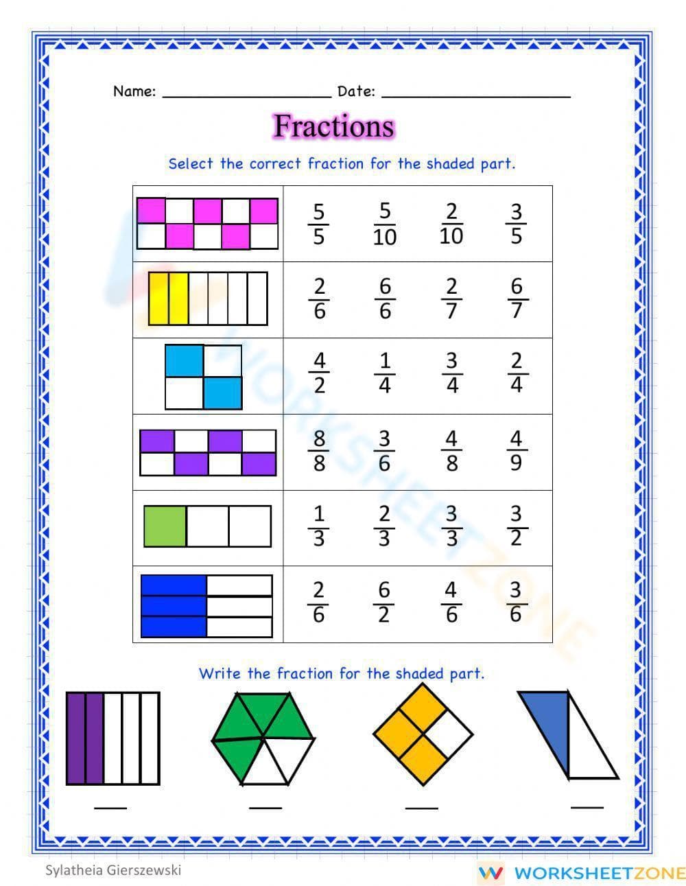 Fractions Practice Worksheet - Page 1