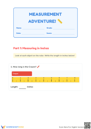 Grade K Measurement — Printable No-Prep Worksheet