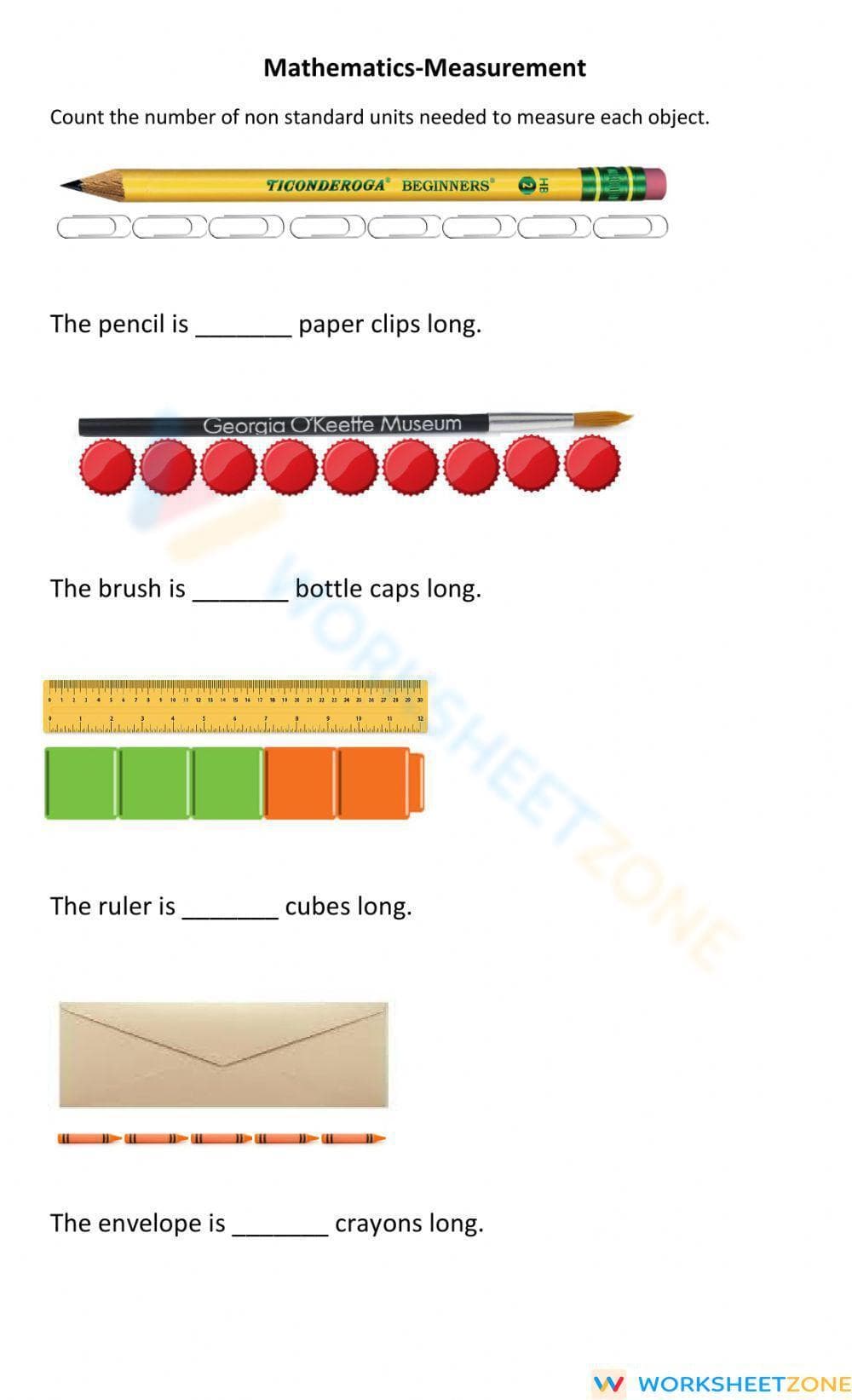 Non-Standard Measurement Worksheet - Page 1