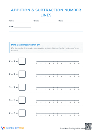 Printable Number Line Worksheet | Grade 1-2 Math