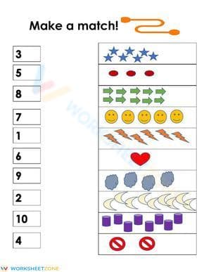 Match Numbers 1-10 Worksheet