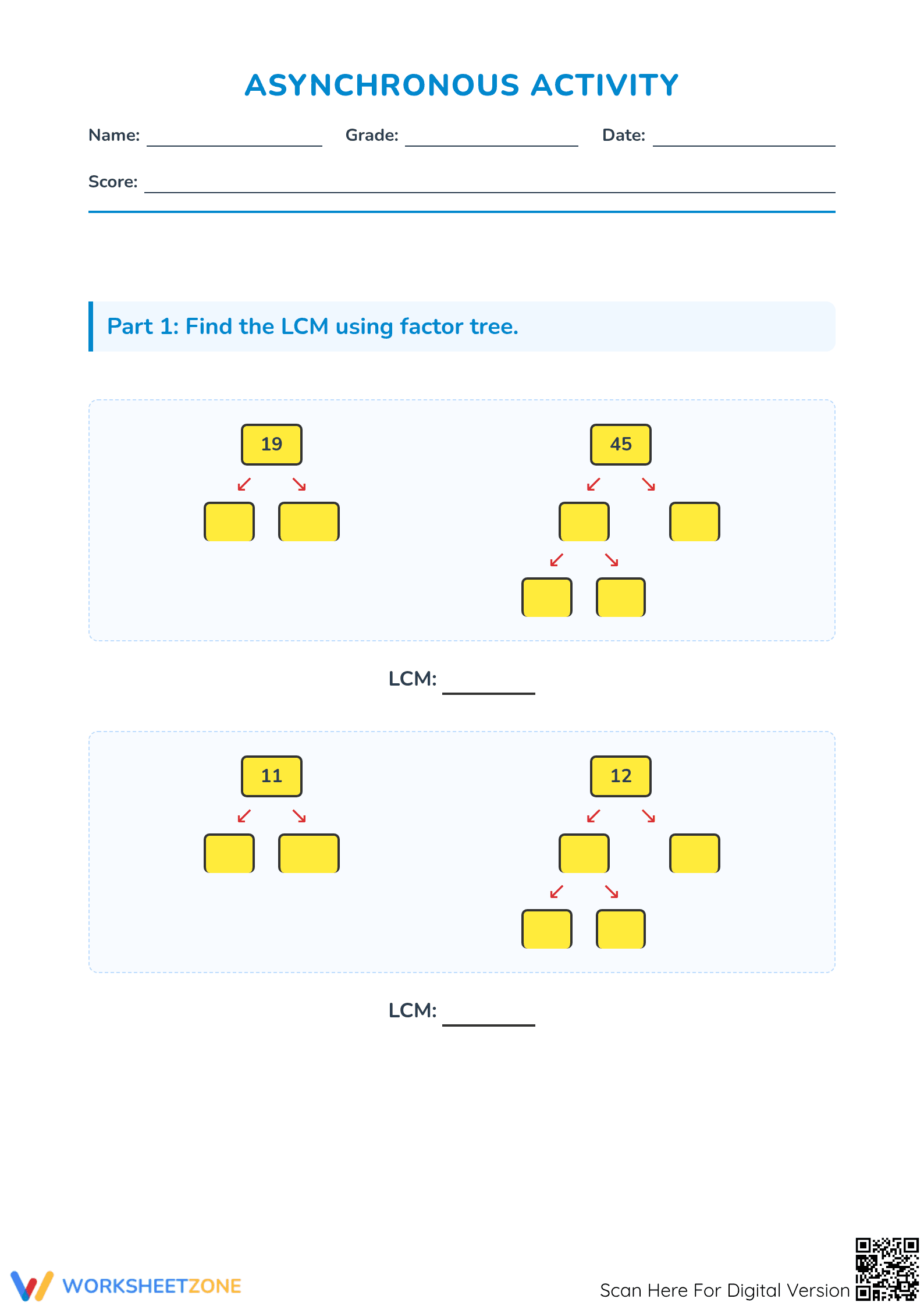 Printable LCM Practice Worksheet | Essential Grade 4-6 Math - Page 1