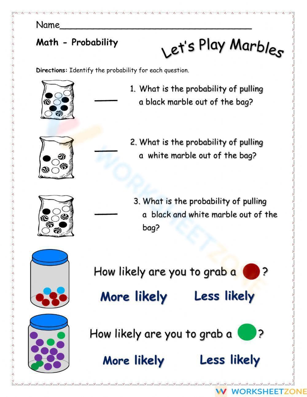 Introduction to Probability Worksheet - Page 1