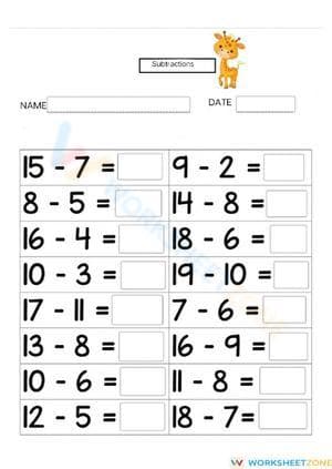 Basic Subtraction Practice