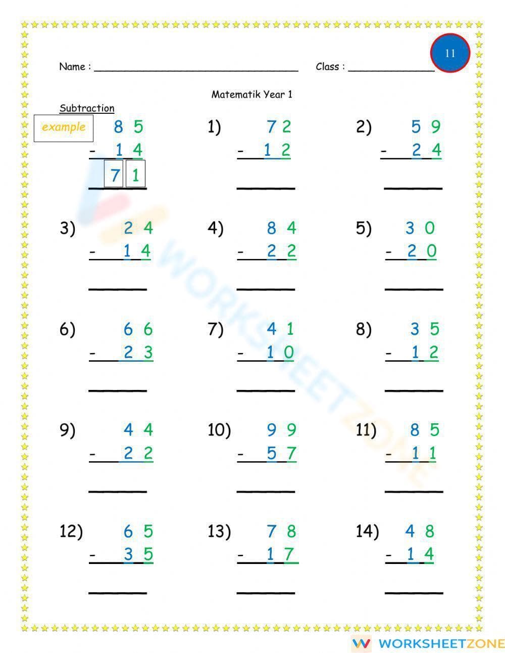 Subtraction Practice Worksheet for Skill Building - Page 1