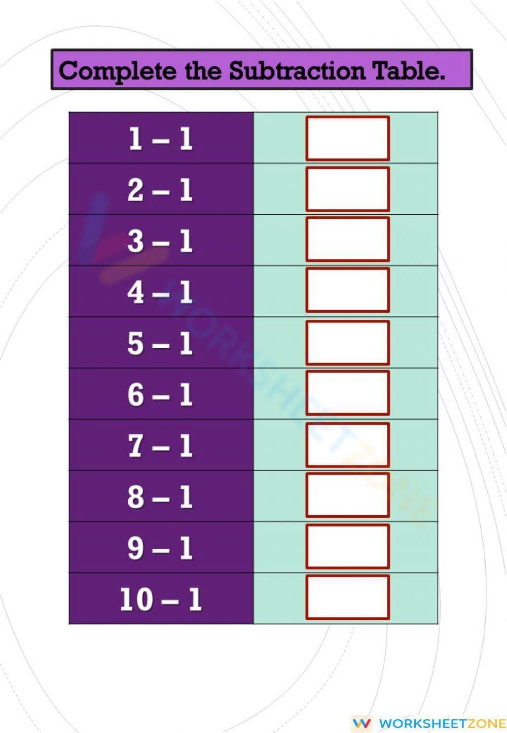 Enhance Subtraction Skills Worksheet - Page 1