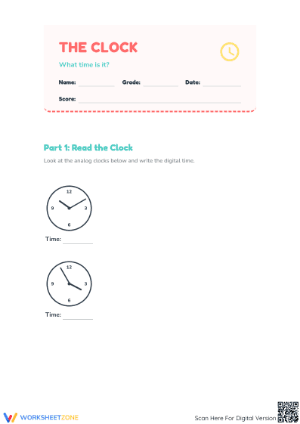 Printable Telling Time Worksheet | Grade 2 Math Essential
