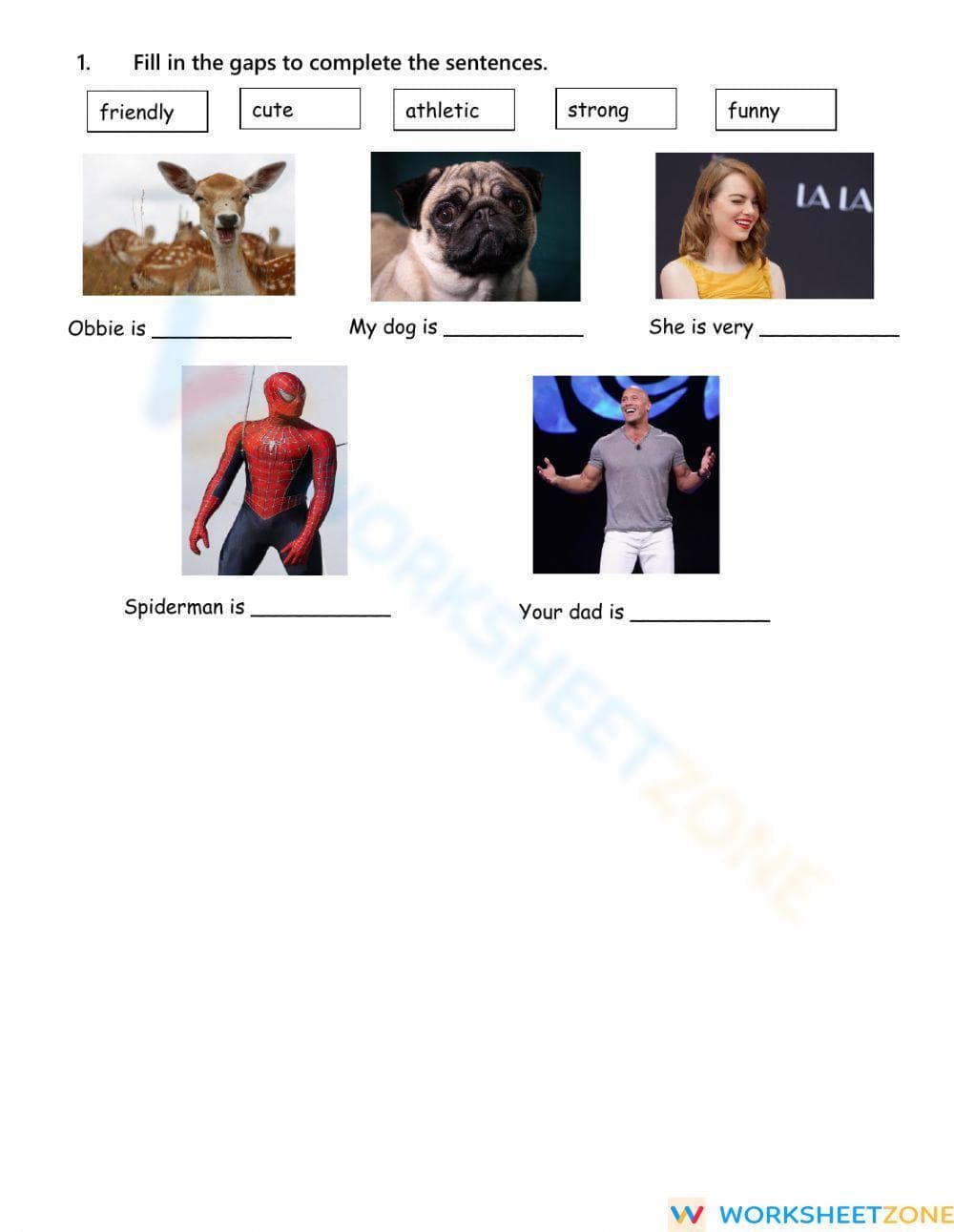 Grade 2 Adjectives — Printable No-Prep Worksheet - Page 1