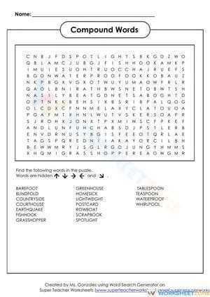 Grade 6-7 Compound Words — Printable No-Prep Worksheet