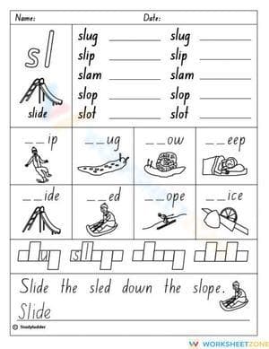Grade 1 SL Blend Phonics — Printable Essential Worksheet
