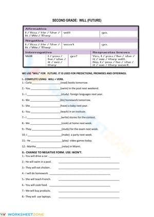 Essential Future Tense Will Worksheet | Grades 5-8 Ready