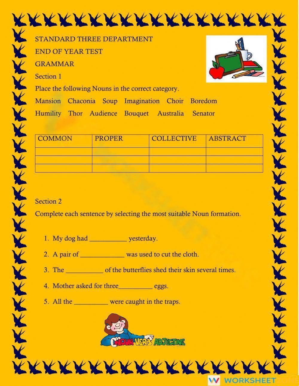 Comprehensive Grammar Skills Worksheet - Page 1