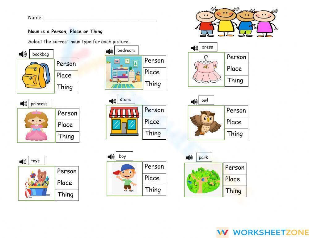 Printable Nouns Worksheet | Kindergarten & Grade 1 ELA - Page 1