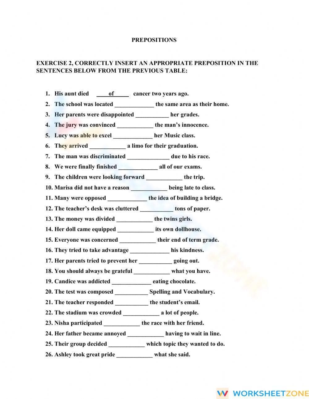 Essential Prepositions Worksheet | Grade 4-7 ELA Aligned - Page 1