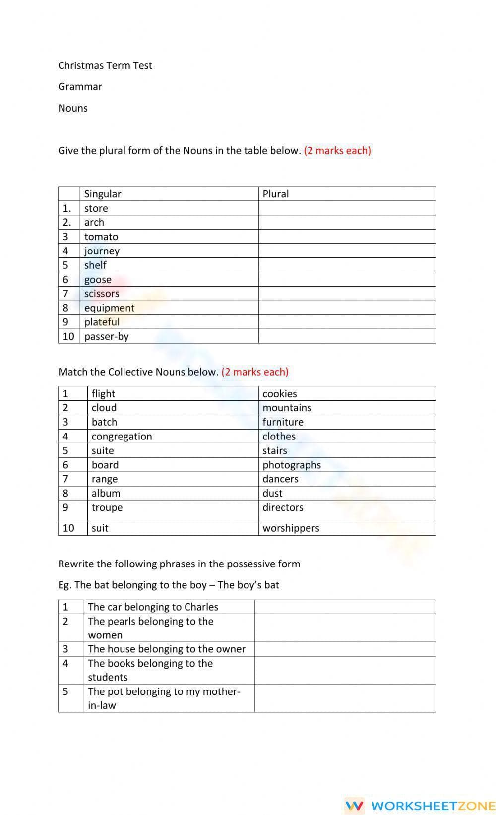 Comprehensive Grammar Worksheet for Skill Improvement - Page 1