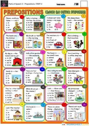 Essential Prepositions Worksheet | Grades 6-8 ELA Printable