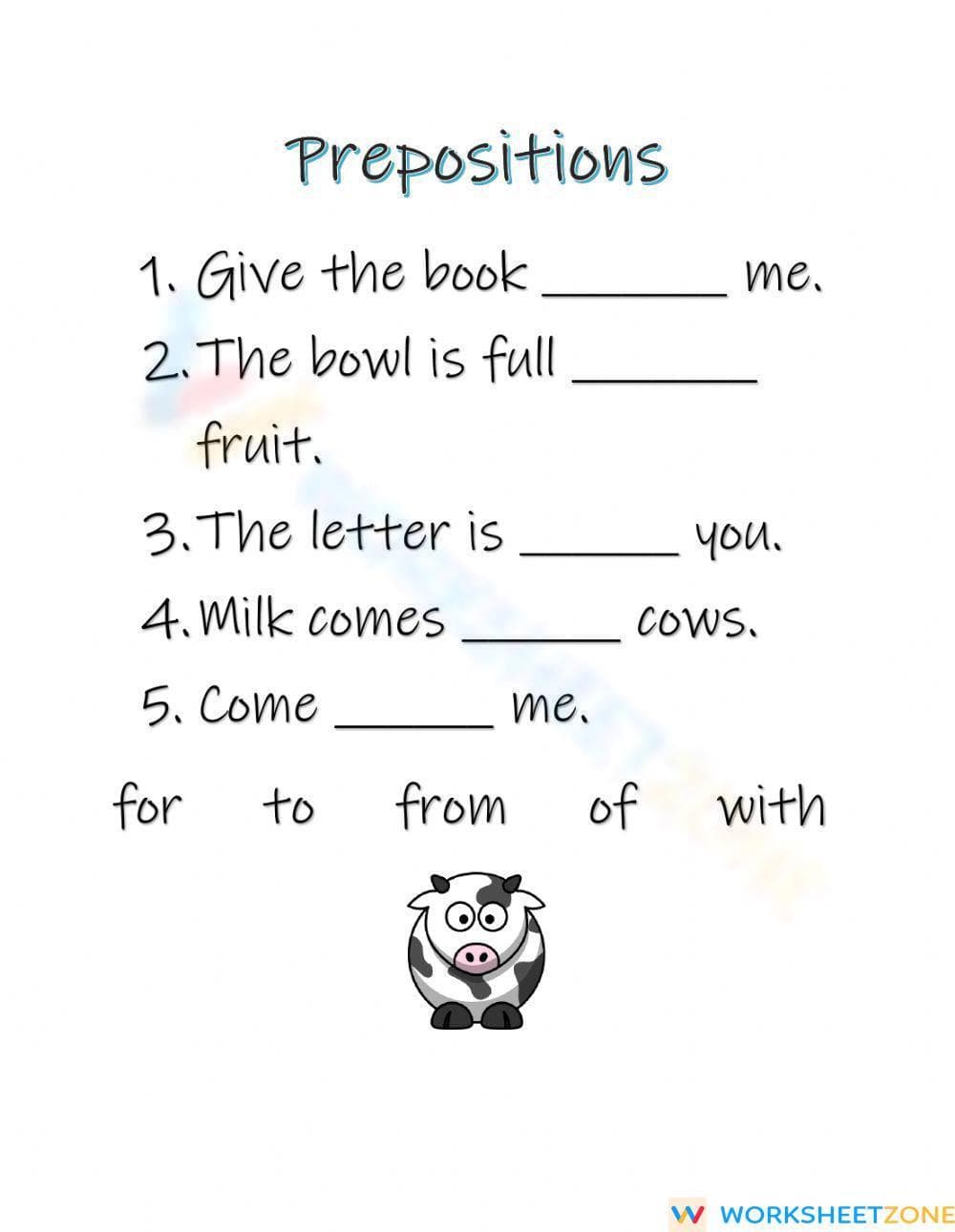 Essential Prepositions Worksheet | Grade K-2 Printable - Page 1