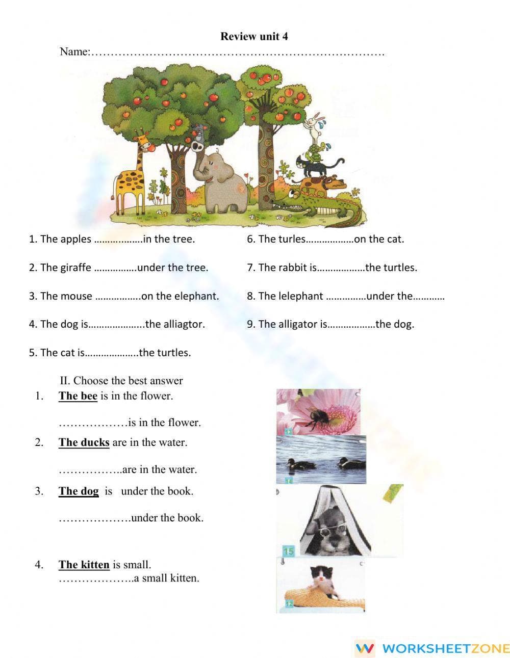 Grade 3 Prepositions — Printable No-Prep Worksheet - Page 1