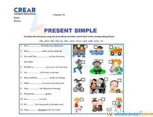 Printable Present Simple Worksheet | Grade 3 & 4 ELA