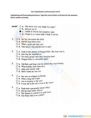 L.6.2 Assessment: Punctuation & Caps — Grade 6 Aligned