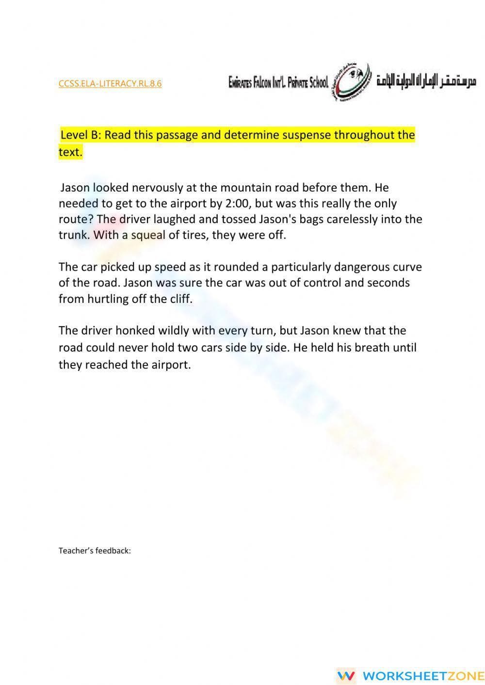 Analyzing Suspense Worksheet (3 Levels) | Grade 8 Ready - Page 1