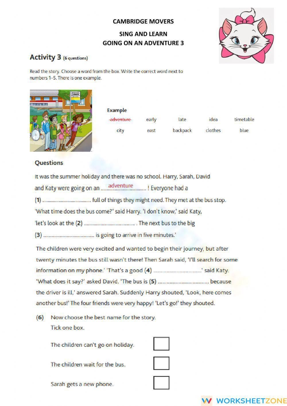 Printable Grade 4 Reading Comprehension: Adventure Story - Page 1