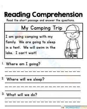 Grade 1 Reading Comprehension: My Camping Trip | Printable