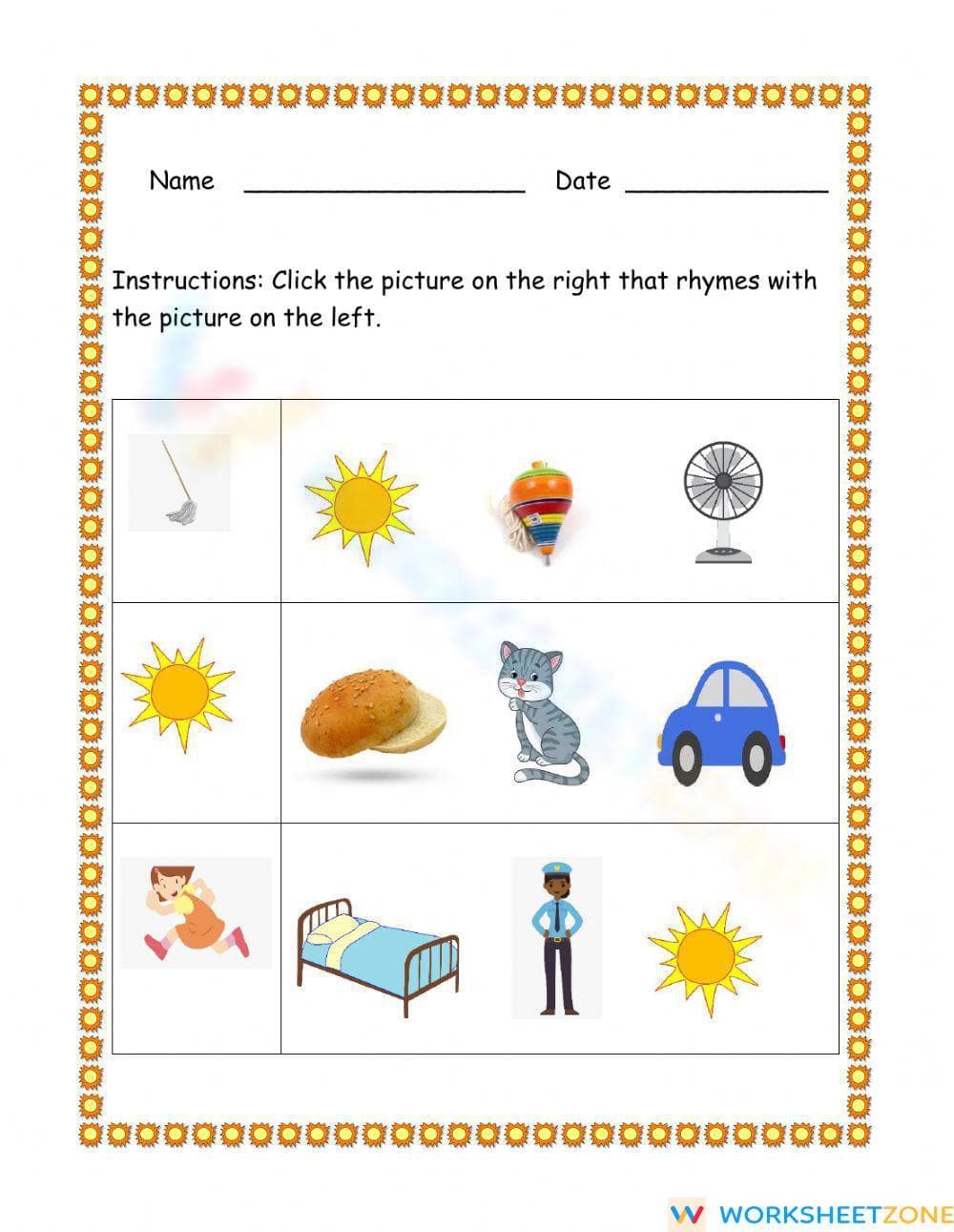 Essential Rhyming Words Worksheet | Kindergarten & Grade 1 - Page 1