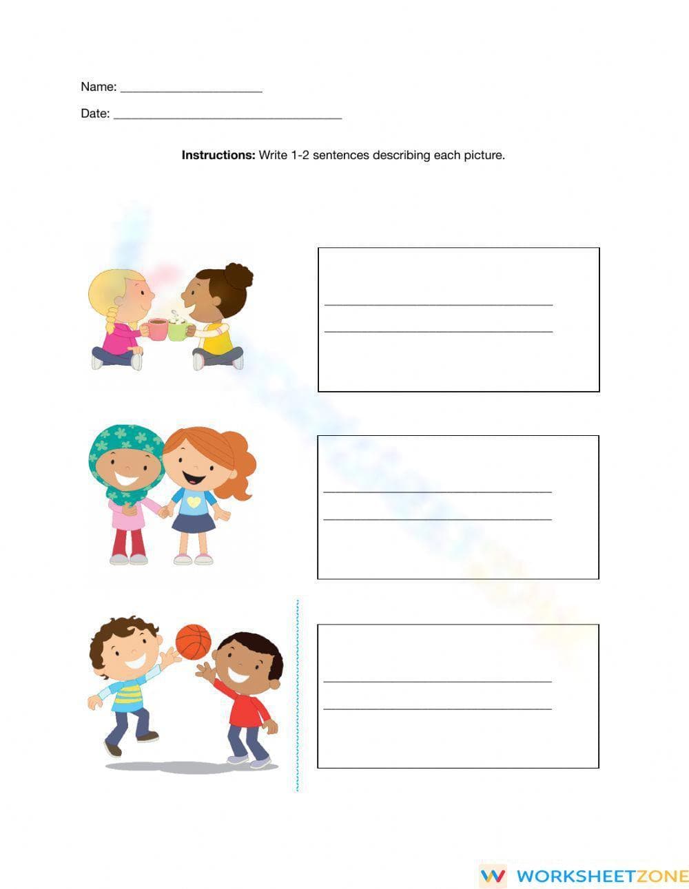 Grade 1 Sentences — Printable No-Prep Worksheet - Page 1