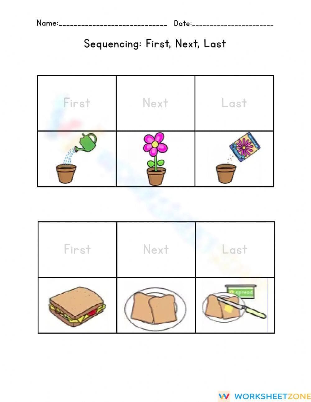 Kindergarten Sequencing — Printable No-Prep Worksheet - Page 1