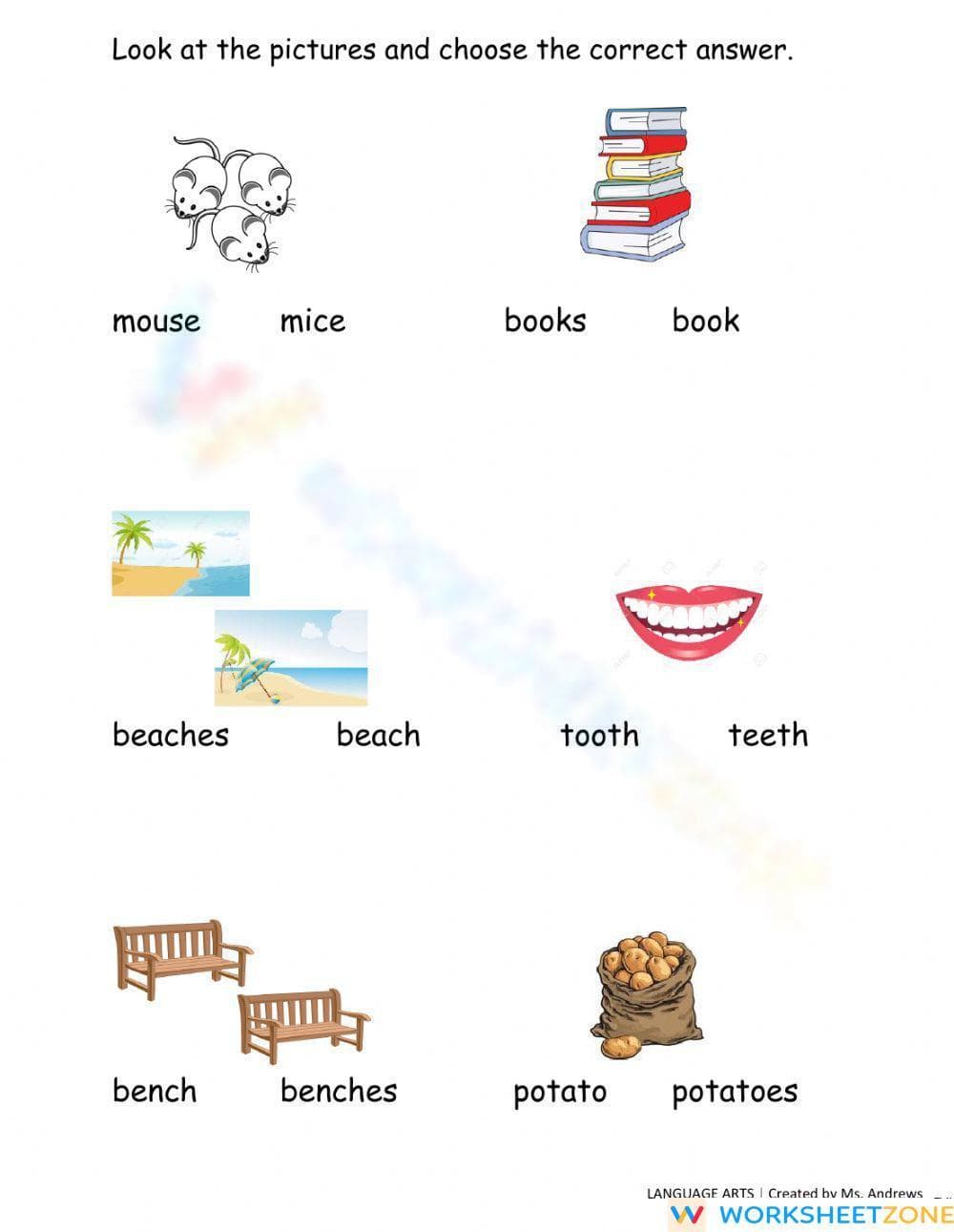 Grade 1 Plurals — Printable No-Prep Worksheet - Page 1