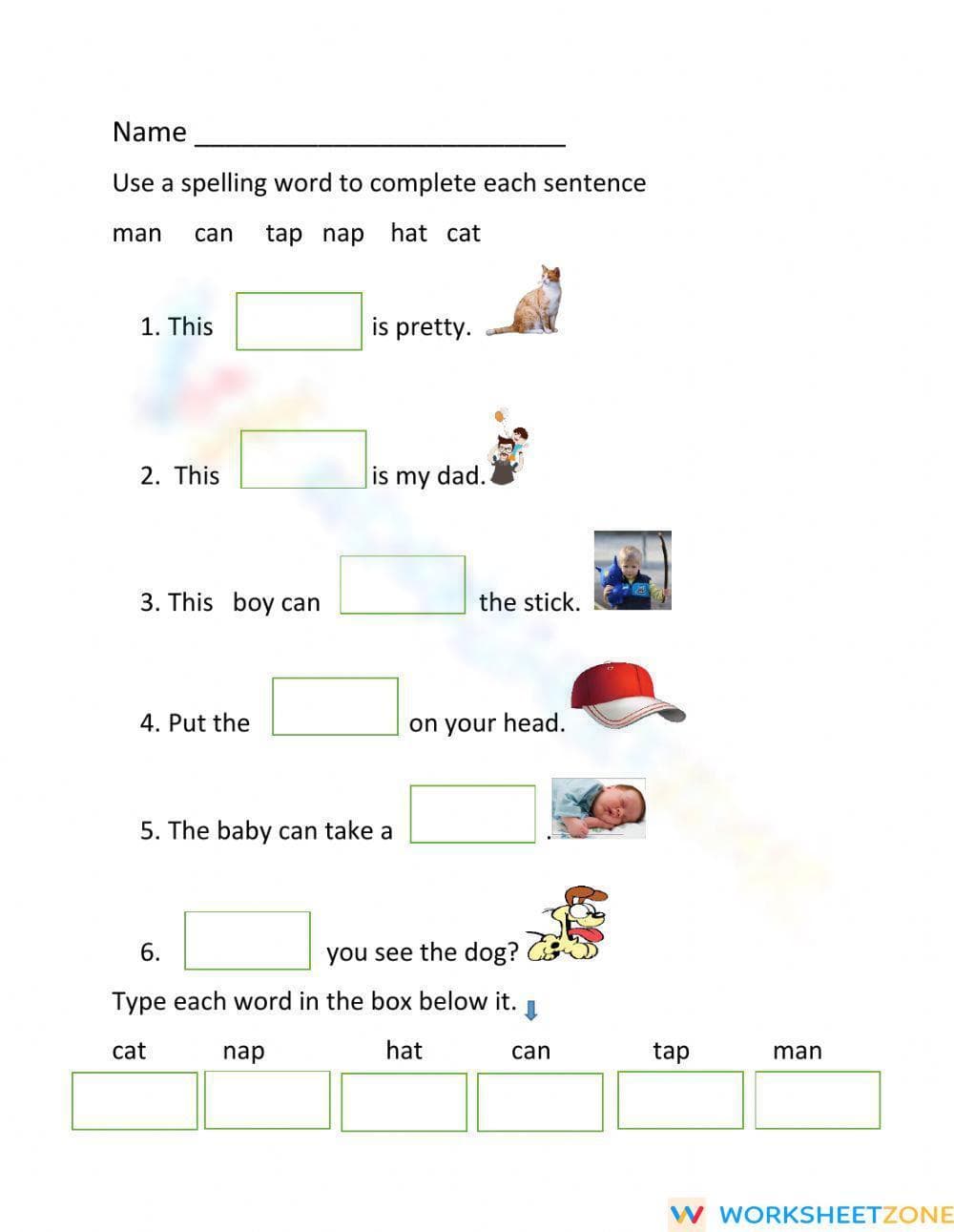 Printable An, At, and Ap Words Worksheet | Grade 1 ELA - Page 1