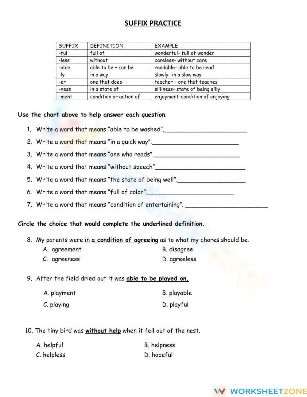 Essential Suffixes Practice Worksheet | Grade 2-5 ELA - Page 1
