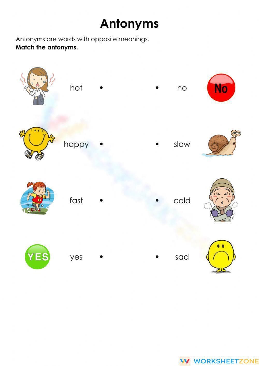 Printable Antonyms Worksheet | Grade 1 & 2 ELA - Page 1