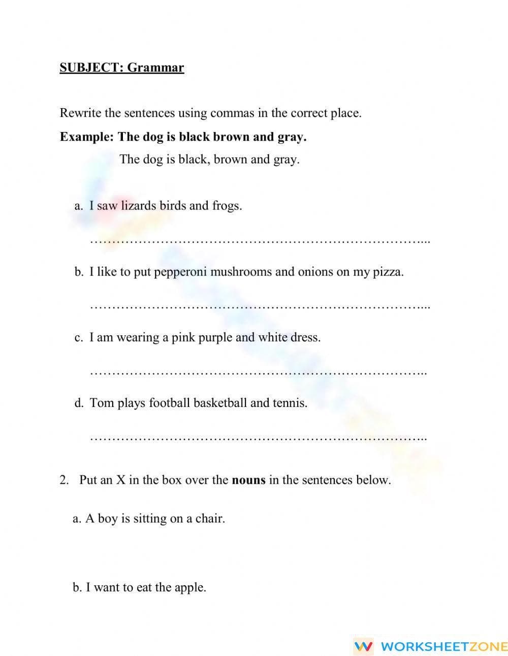 Grade 2-3 Grammar & Nouns — Essential Printable Worksheet - Page 1