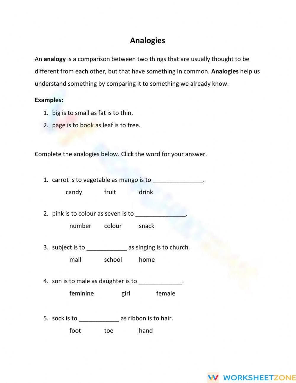 Analogies - Page 1