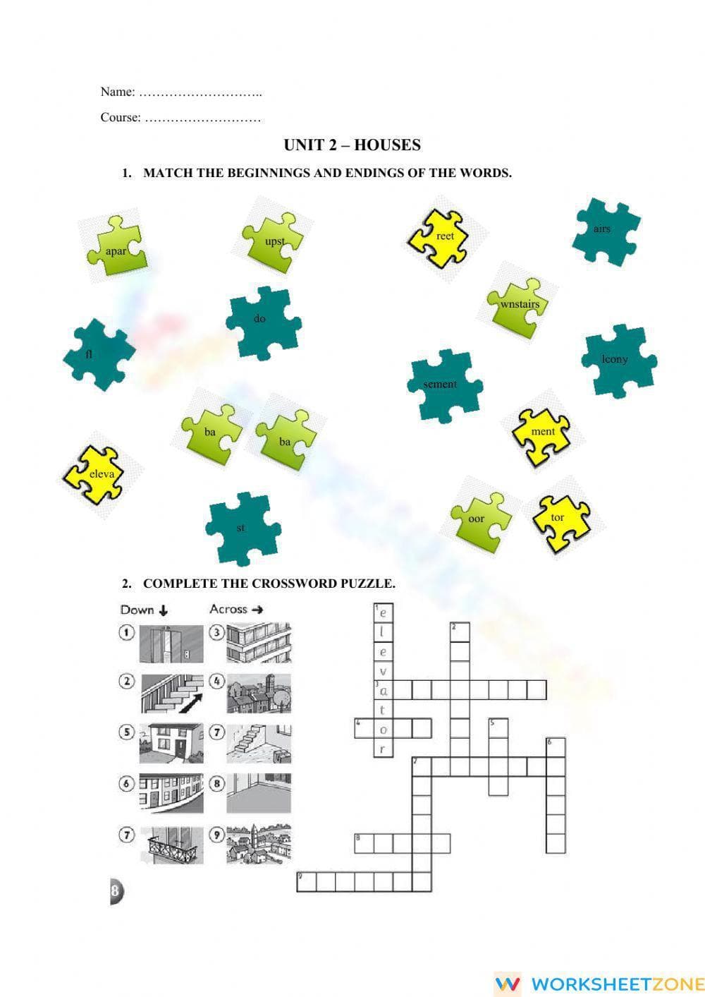 Essential Houses Vocabulary Worksheet | Grade 4 ELA - Page 1