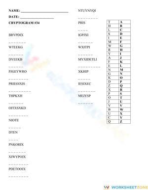 Printable Cryptogram #34 Spelling Unit | College ELA