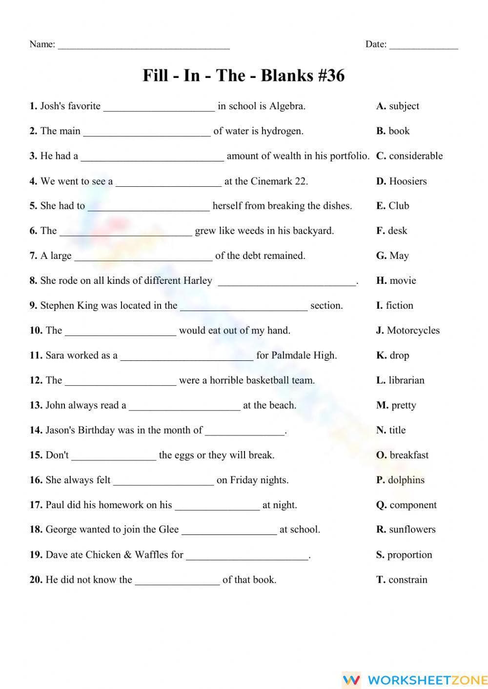 Advanced Vocabulary Worksheet | College ELA Essential - Page 1