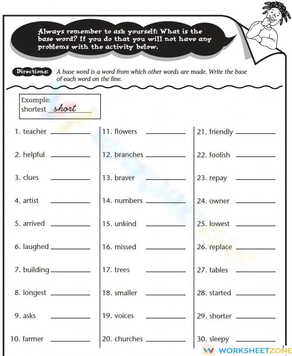 Essential Root Words Worksheet | Grade 3 Vocabulary - Page 1