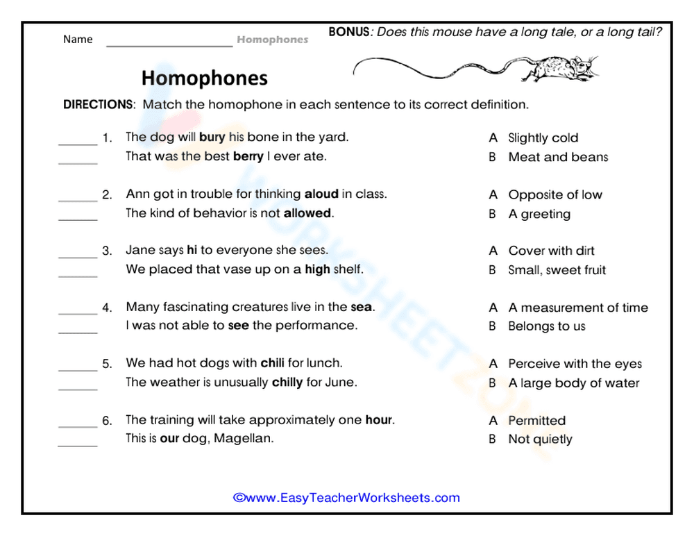 Printable Homophones Practice Worksheet | Grade 2 ELA - Page 1