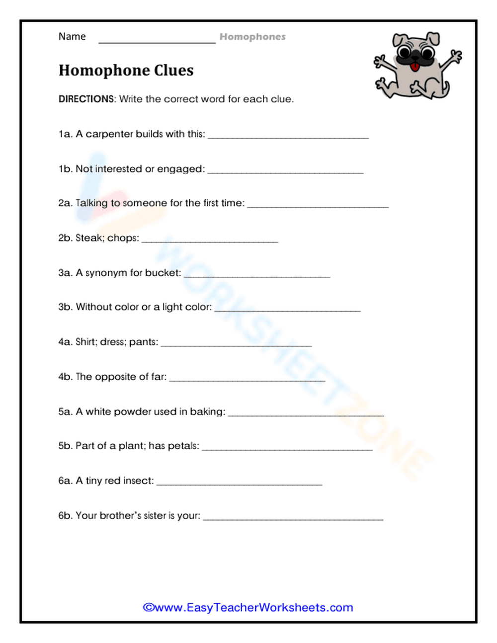 Essential Homophone Clues Worksheet | Grade 2 English - Page 1