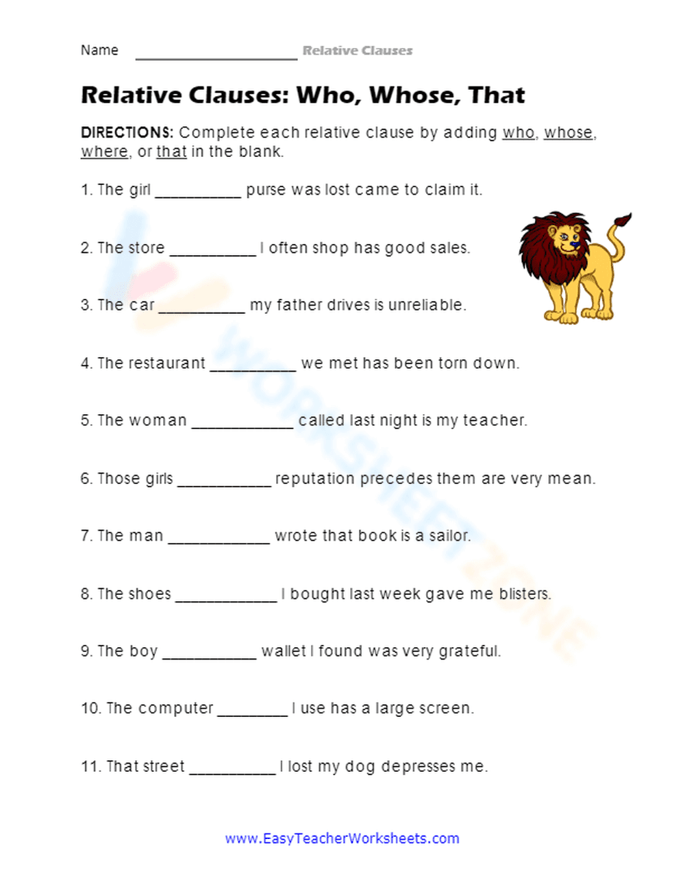 Who, Whose, That - Page 1