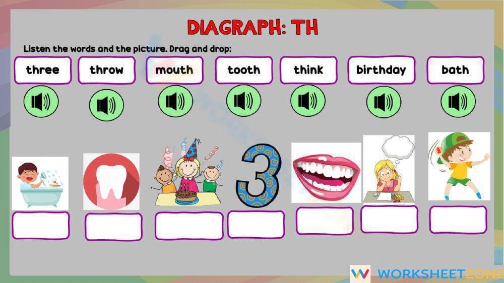 Essential Digraph TH Worksheet | Grade 1 Phonics - Page 1