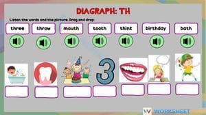 Essential Digraph TH Worksheet | Grade 1 Phonics