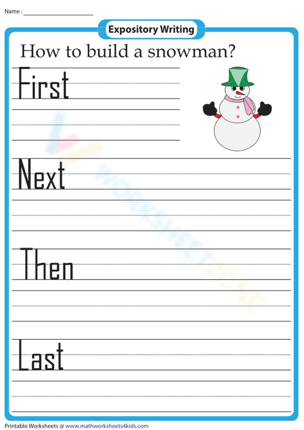 Winter-Themed Writing Prompt: Snowman - Page 1