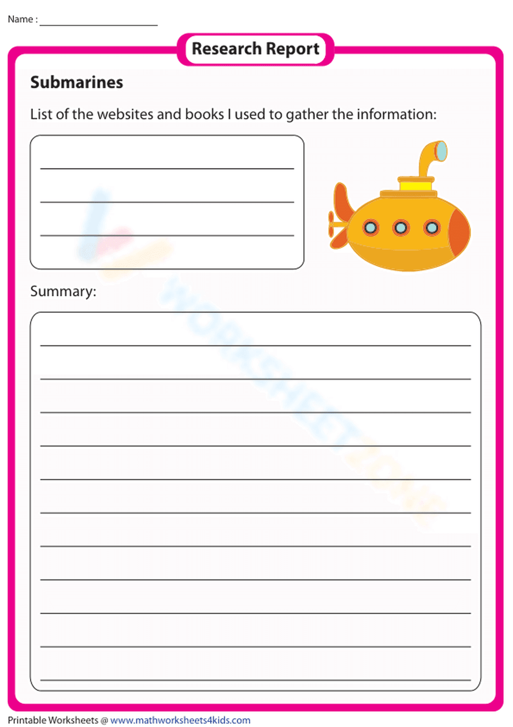 Creative Writing: Submarines - Page 1